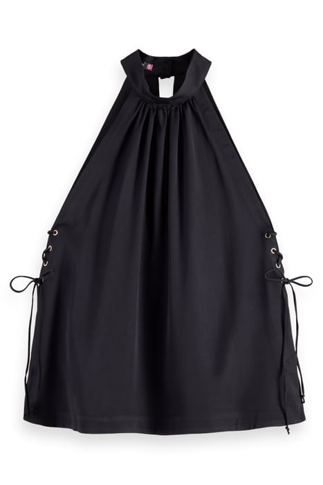 HALTER NECK TOP WITH CRISS CROSS DETAIL EVENING BLACK 1