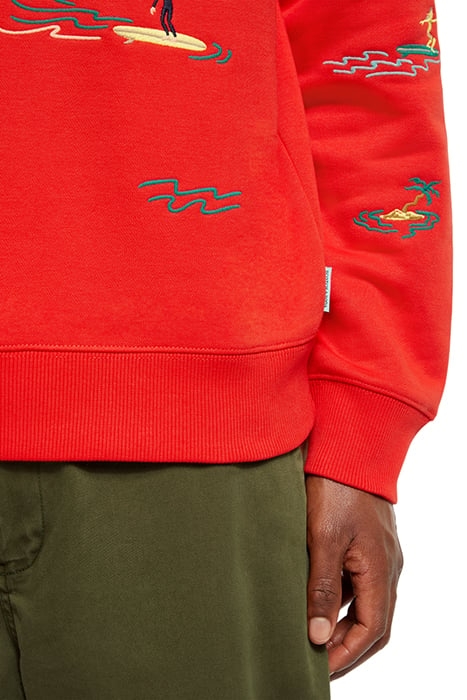 ALL-OVER EMBROIDERY SWEATSHIRT BOAT RED 6