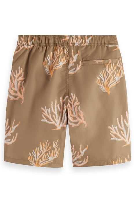 LONG LENGTH SWIM SHORT WITH A TAUPE CORAL AOP 2