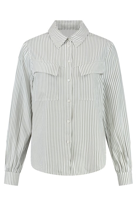 STEPH SHIRT OFF WHITE/DARK GREEN STRIPE 1