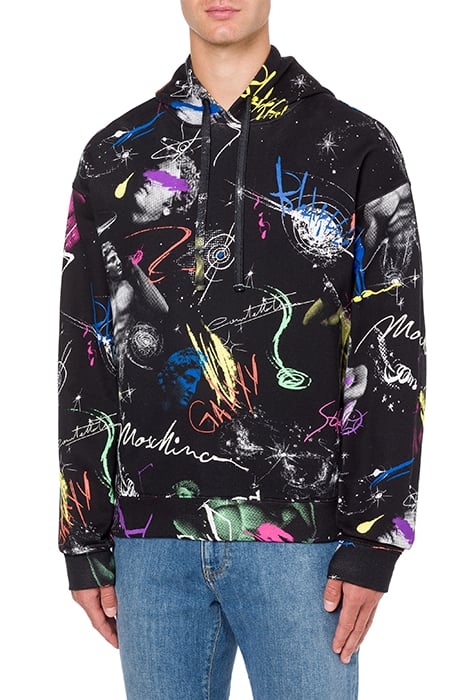 MOSCHINO GALAXY COTTON SWEATSHIRT BLACK 1