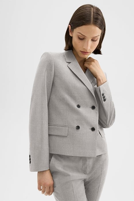DOUBLE-BREASTED BLAZER IN GOOD WOOL LIGHT GREY MELANGE 4