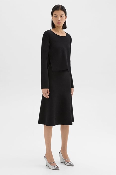 LAYERED TRUMPET DRESS IN CREPE KNIT BLACK 3