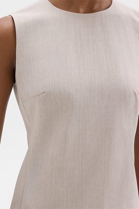 SLEEVELESS FITTED DRESS IN GOOD WOOL SAND MELANGE 3