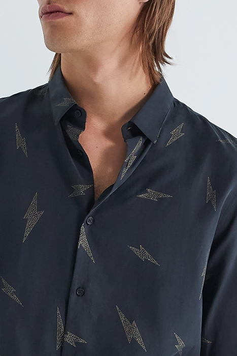 BLACK PURE EDITION-SLIM SHIRT, LIGHTNING PRINT BLACK 5
