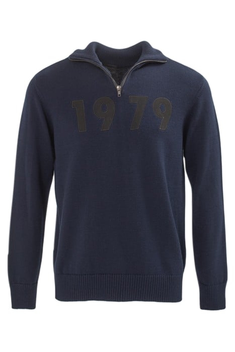 NAVY KNIT IKKS X DUVILLARD ZIP-NECK SWEATER NAVY 3