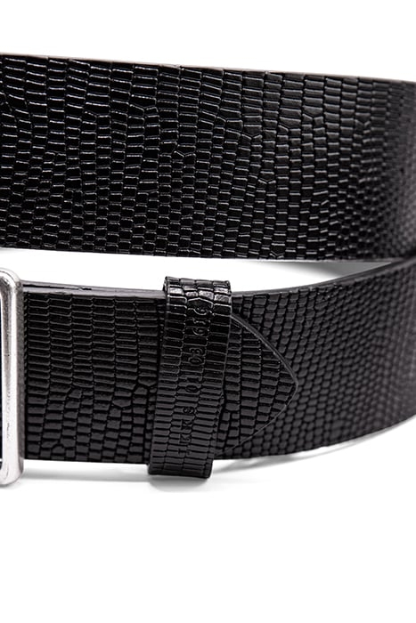 BLACK PYTHON-LOOK EMBOSSED LEATHER BELT BLACK 4