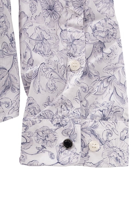WHITE LIBERTY FABRIC SLIM SHIRT, BLUE FLOWERS WHITE 5