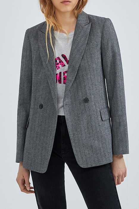 HERRINGBONE SUIT JACKET BLACK 1