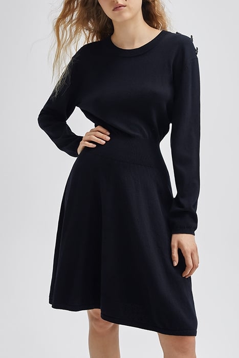 BLACK SWEATER DRESS WITH DIAMANTE BUTTONS BLACK 1