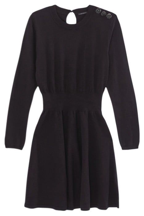 BLACK SWEATER DRESS WITH DIAMANTE BUTTONS BLACK 4