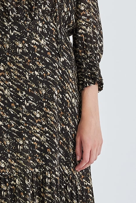 BLACK FUSAIN PRINT LONG DRESS BLACK 6