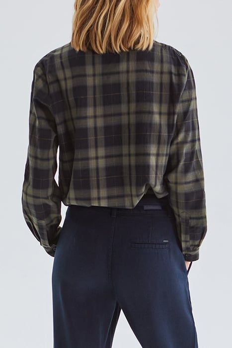 KHAKI CHECK BEAD EMBROIDERED SHIRT KHAKI 2