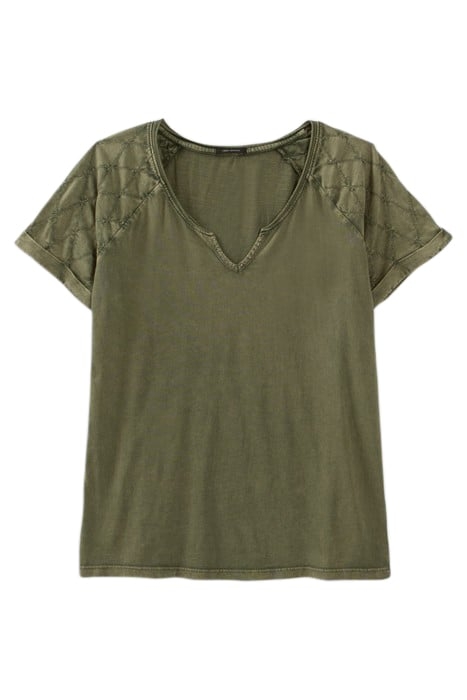 KHAKI QUILTED-SLEEVE T-SHIRT ARMY 4