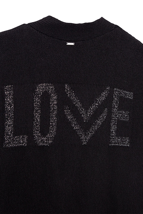 BLACK KNIT CARDIGAN WITH SLOGAN ON BACK BLACK 4