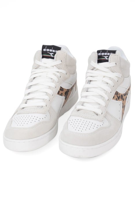 WHITE AND LEOPARD PRINT DIADORA® TRAINERS RED 2