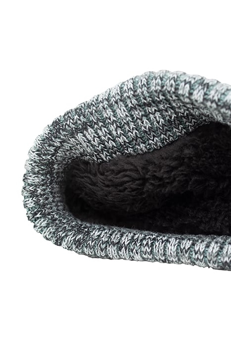 BOYS’ GREEN MARL STRIPED FUR-LINED BEANIE GREEN 4