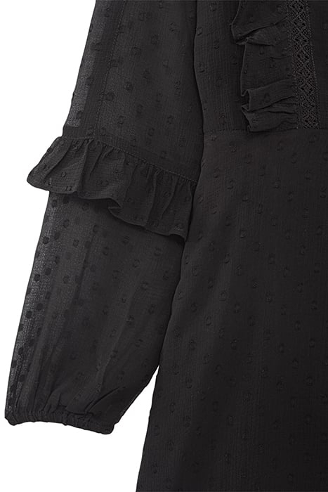 GIRLS’ BLACK DOTTED SWISS JACQUARD DRESS WITH DICKEY BLACK 5