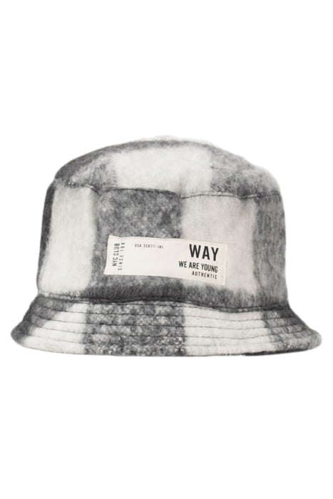 GIRLS’ BLACK CHECK WOOL FABRIC SUNHAT BLACK 2