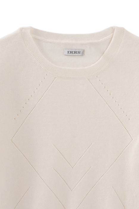 GIRL'S ECRU OPENWORK KNIT SWEATER OFF-WHITE 3