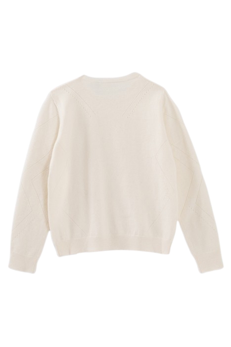 GIRL'S ECRU OPENWORK KNIT SWEATER OFF-WHITE 2