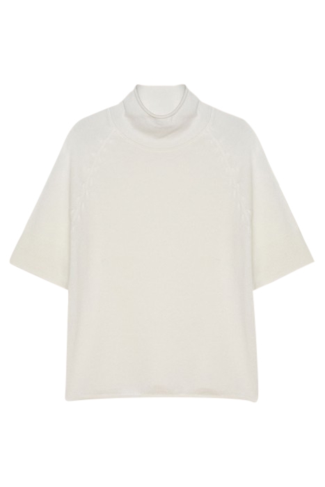 SHORT SLEEVED WOOL SWEATER WHITE 4