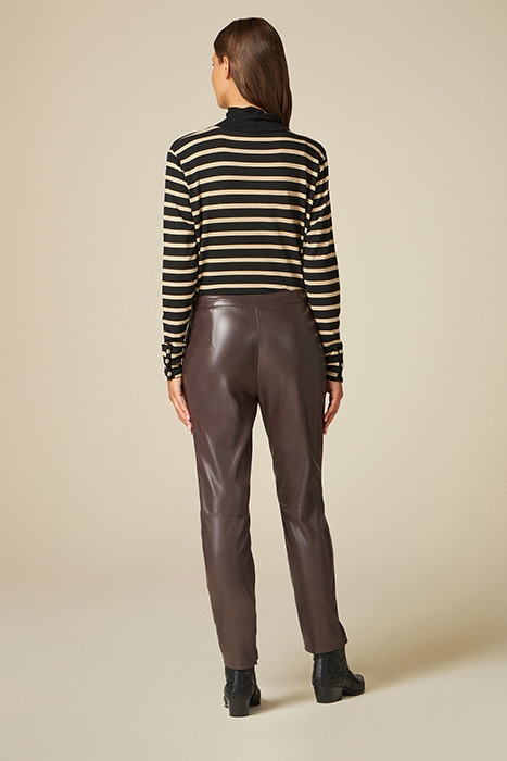 LEATHER-EFFECT SKINNY TROUSERS WITH CHAIN DETAIL NATURAL 2