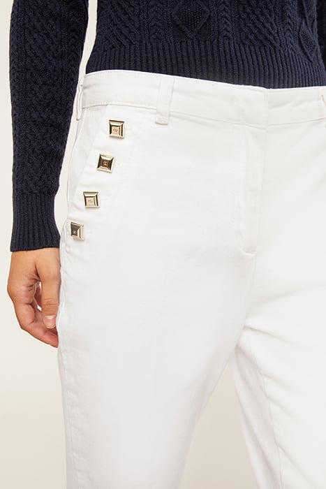 CHINO TROUSERS WITH BUTTON FEATURE WHITE 4