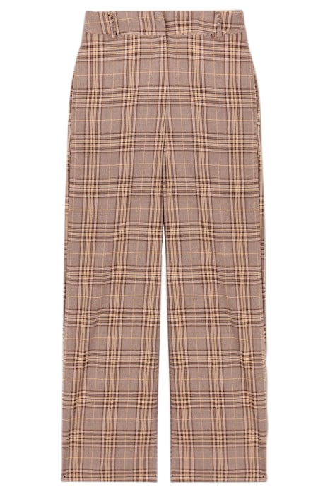WIDE-LEG CHEQUERED PATTERN TROUSERS YELLOW 3