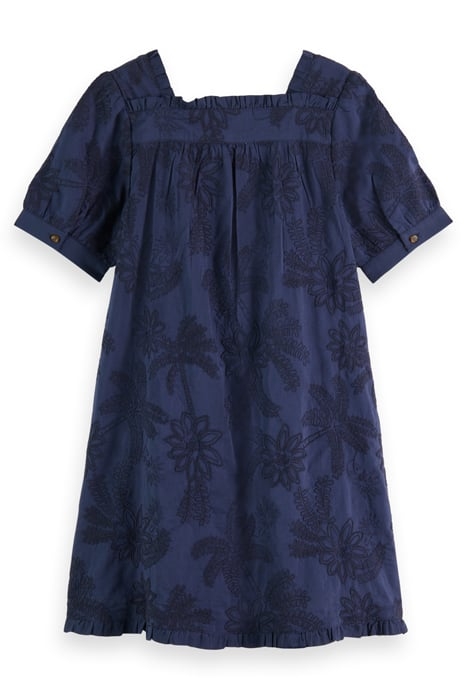 TONAL CHAINSTITCH EMBROIDERED SHORT-SLEEVED DRESS NIGHT 2