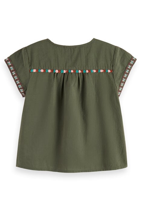 NEON POP EMBROIDERED SHORT-SLEEVED TOP SEAWEED GREEN 2