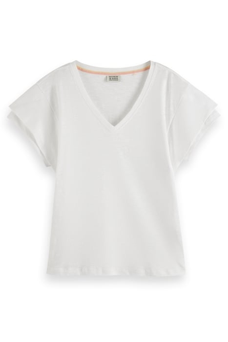 LAYERED SLEEVE BOAT NECK T-SHIRT WHITE 1