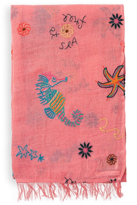 LONG SCARF WITH EMBROIDERY SEA LIFE EMBROIDERY 3