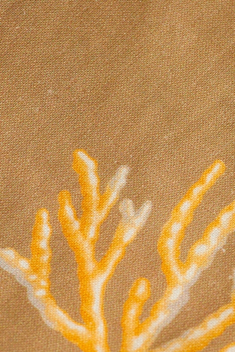 FAVE- COTTON/ LINEN BERMUDA TAUPE CORAL AOP 3