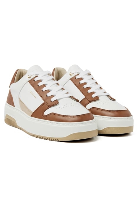 BASKET COURT (L) WHITE LEATHER - BROWN 2
