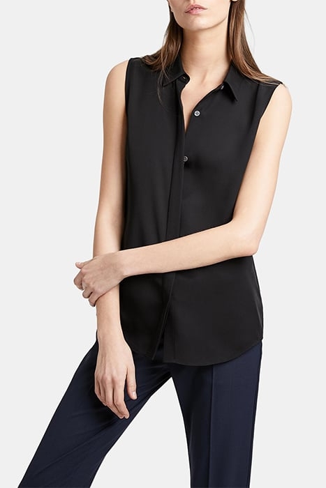 SLEEVELESS SHIRT IN SILK BLACK 4