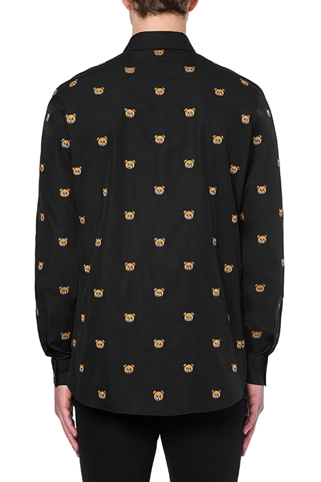 ALLOVER TEDDY EMBROIDERY POPLIN SHIRT BLACK 2