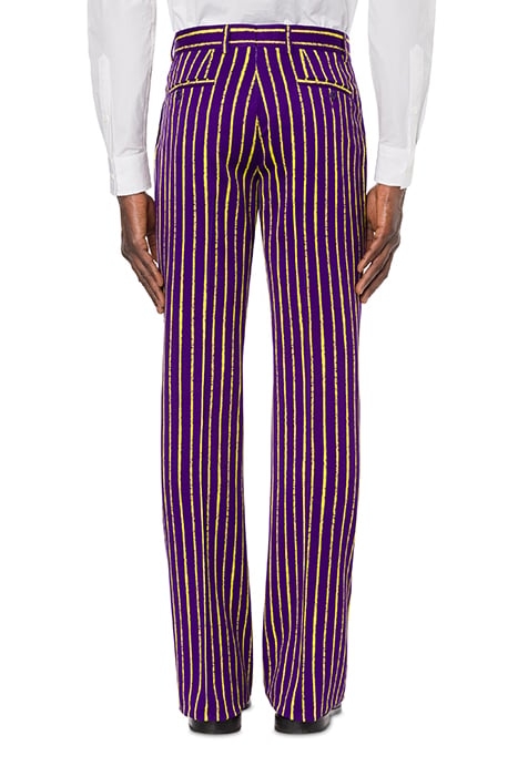 FLARED TROUSERS IN PINSTRIPES PRINT TWILL PURPLE 2