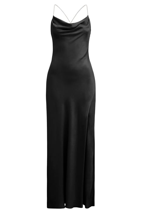 HANNAH DIAMANTE STRAP SATIN DRESS BLACK 3