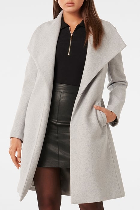 ANNIKA SHAWL COLLAR WRAP COAT LIGHT GREY MARLE 5