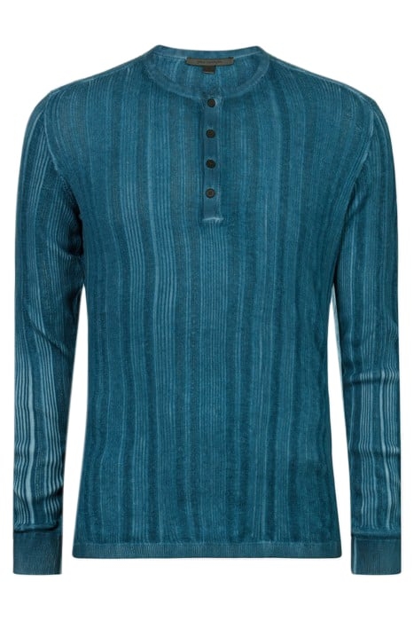 TORRANCE LS VARIEGATED RIB HENLEY WITH C STREAM BLUE 1