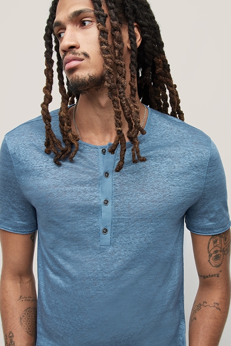 BLEECKER REGULAR FIT SS HENLEY WITH PICK DUTCH BLUE 2