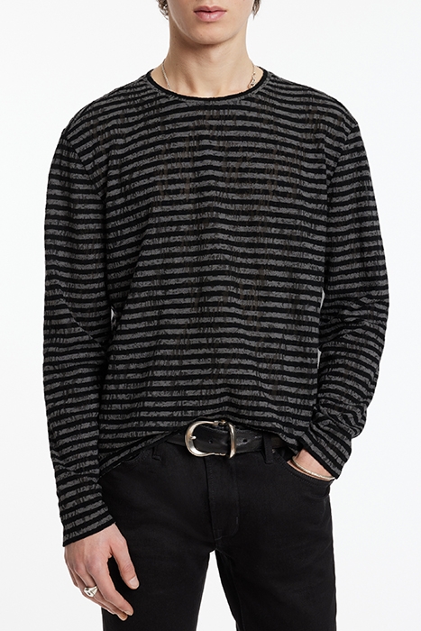 YADKIN REGULAR FIT LS CREW W/ JACQUARD S BLACK 1