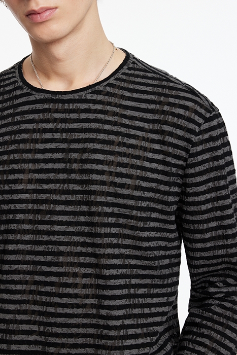 YADKIN REGULAR FIT LS CREW W/ JACQUARD S BLACK 3