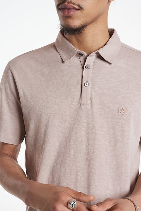 VICTOR SS SLUB CTN POLO W PEACE SIGN EMB DRIED PETAL 3