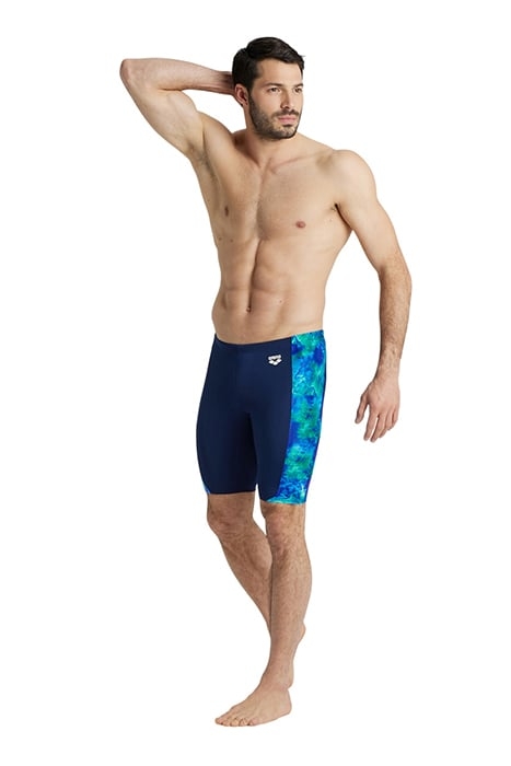 MEN'S SWIM JAMMER ALLOVER NAVY-NEON BLUE MULTI 3