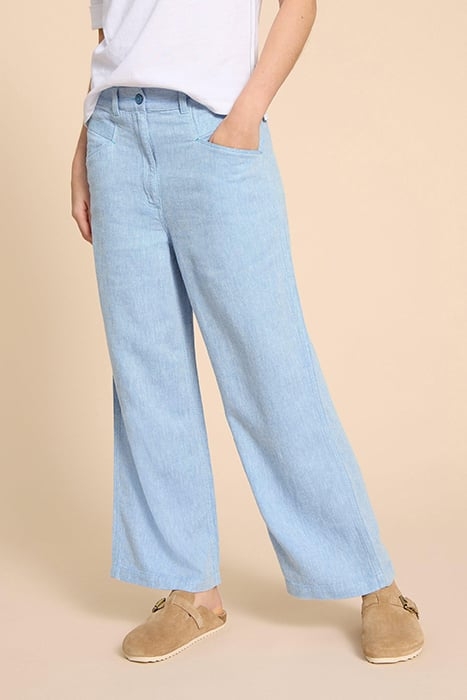 HARPER LINEN BLEND TROUSER CHAMBRAY BLUE 1