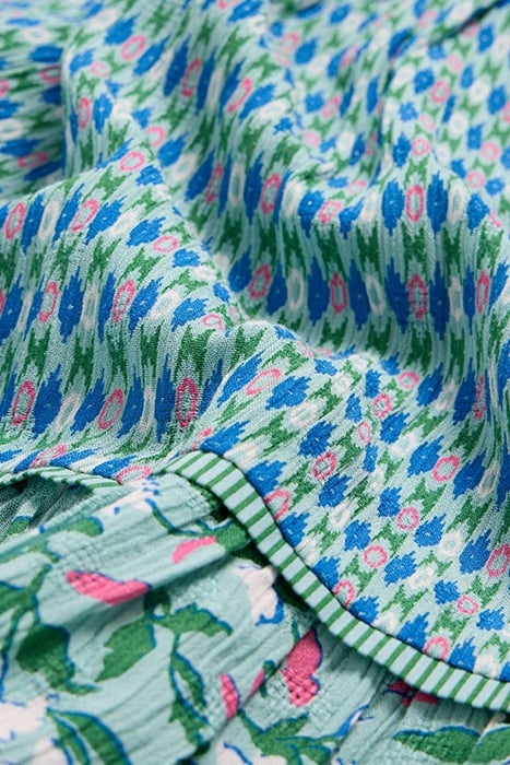 MABEL MIXED PRINTED SKIRT TEAL PRINTED 4