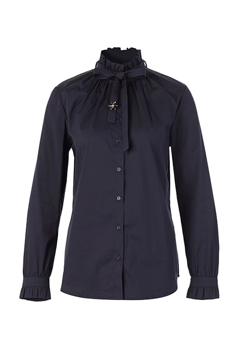 COTTON BOW TIE SHIRT IN BLUE 4