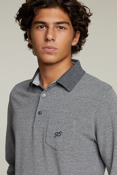 CUSTOM FIT COTTON POLO WITH POCKET GRAPHITE MIX 3